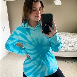 Tie-dye blue sweater with hood